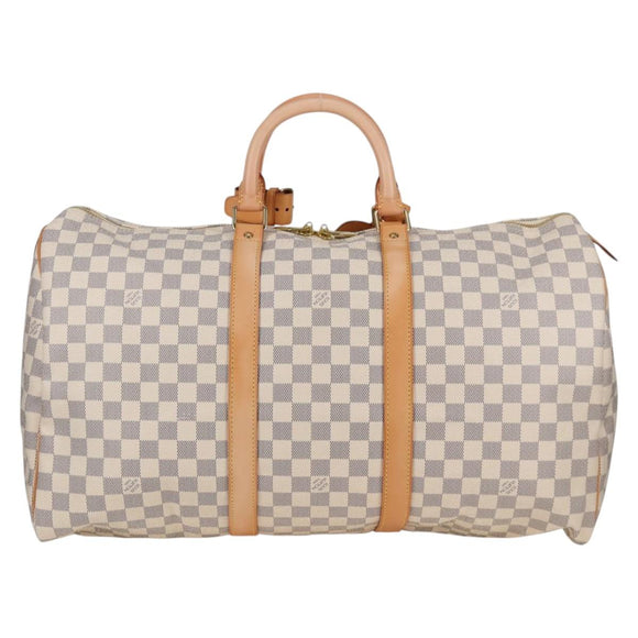 LOUIS VUITTON Damier Azur Keepall 50 Boston Bag N41430 LV Auth yk18884V
