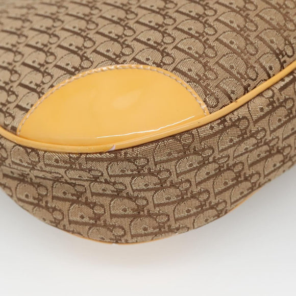 Christian Dior Trotter Canvas Shoulder Bag Beige Silver Auth yk18889