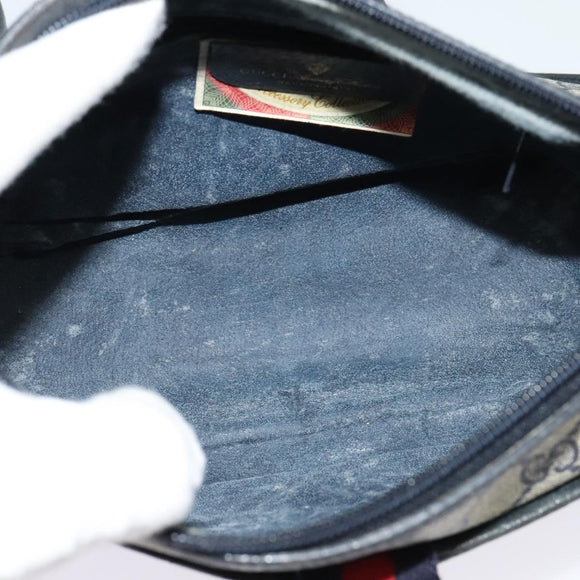 GUCCI GG Supreme Sherry Line Shoulder Bag PVC Navy Gold 89 02 032 Auth yk18894