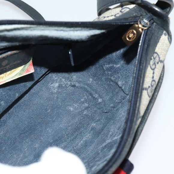 GUCCI GG Supreme Sherry Line Shoulder Bag PVC Navy Gold 89 02 032 Auth yk18894