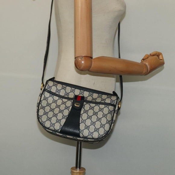 GUCCI GG Supreme Sherry Line Shoulder Bag PVC Navy Gold 89 02 032 Auth yk18894