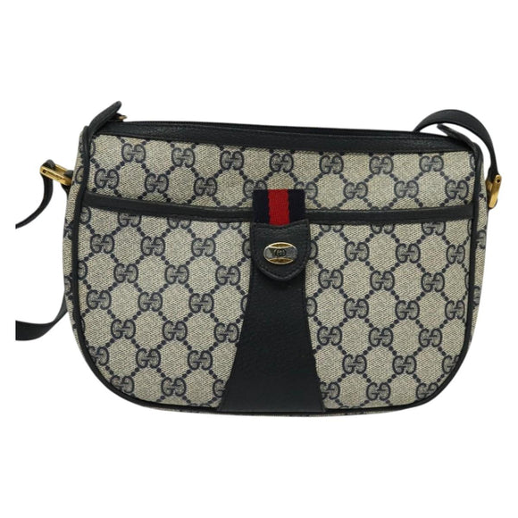 GUCCI GG Supreme Sherry Line Umhängetasche PVC Navy Gold 89 02 032 Auth yk18894