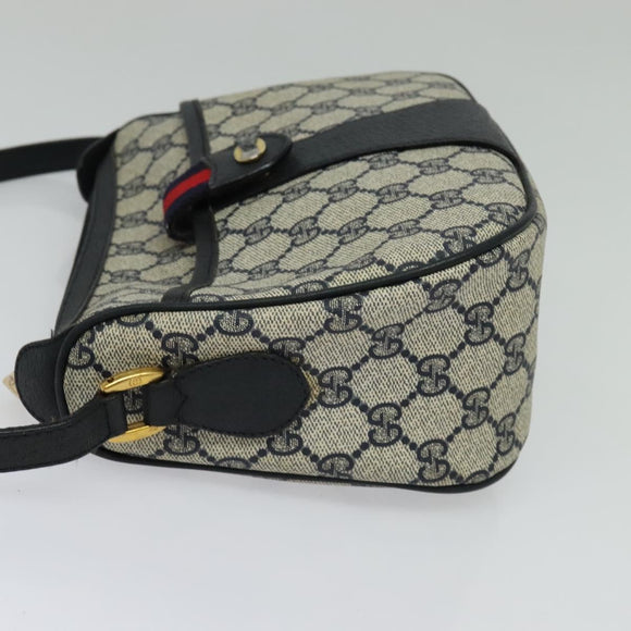 GUCCI GG Supreme Sherry Line Shoulder Bag PVC Navy Gold 89 02 032 Auth yk18894