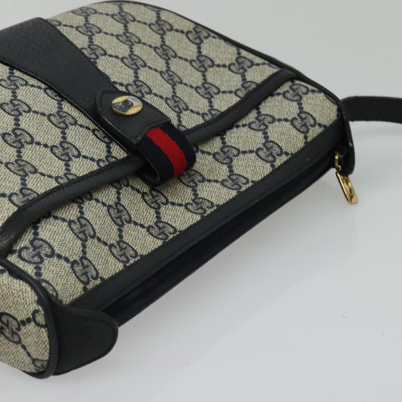 GUCCI GG Supreme Sherry Line Shoulder Bag PVC Navy Gold 89 02 032 Auth yk18894