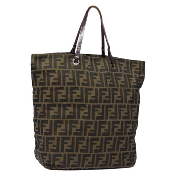 FENDI Zucca Canvas Hand Bag Black Brown Auth yk18896