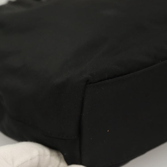 Christian Dior Maris Pearl Hand Bag Nylon Black Silver Auth yk18897