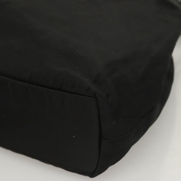 Christian Dior Maris Pearl Hand Bag Nylon Black Silver Auth yk18897