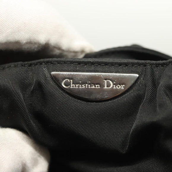Christian Dior Maris Pearl Hand Bag Nylon Black Silver Auth yk18897