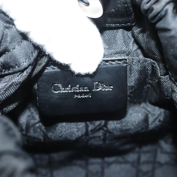 Christian Dior Maris Pearl Hand Bag Nylon Black Silver Auth yk18897