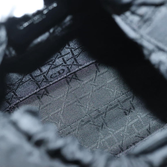 Christian Dior Maris Pearl Hand Bag Nylon Black Silver Auth yk18897