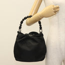 Christian Dior Maris Pearl Hand Bag Nylon Black Silver Auth yk18897-21