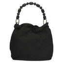 Christian Dior Maris Pearl Hand Bag Nylon Black Silver Auth yk18897-3