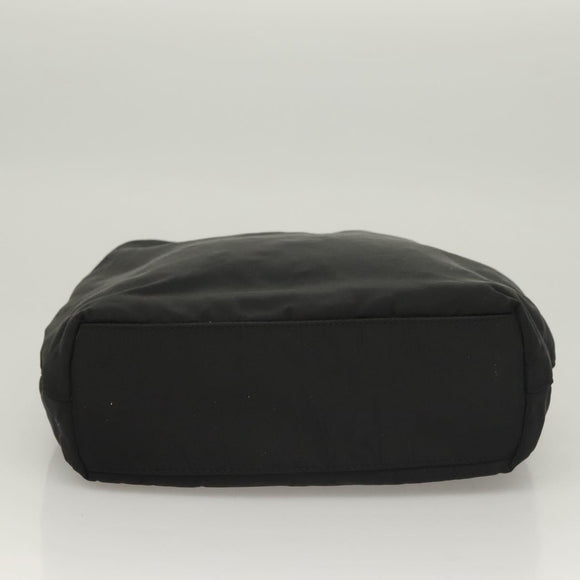 Christian Dior Maris Pearl Hand Bag Nylon Black Silver Auth yk18897