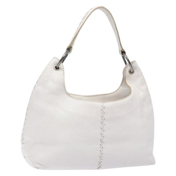 BOTTEGA VENETA Shoulder Bag Leather White Auth yk18912