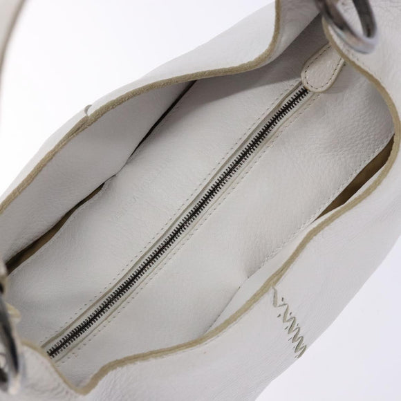 BOTTEGA VENETA Shoulder Bag Leather White Auth yk18912