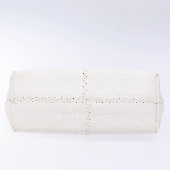 BOTTEGA VENETA Shoulder Bag Leather White Auth yk18912