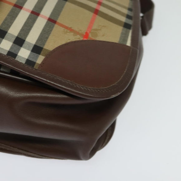Burberrys Nova Check Shoulder Bag Canvas Leather Beige Gold Auth yk18913