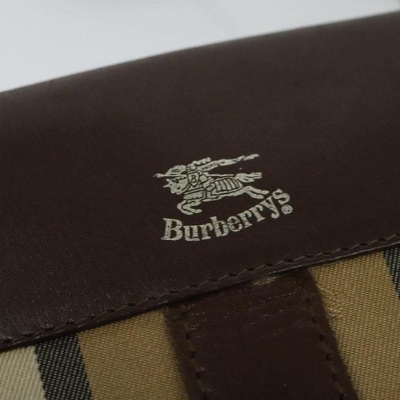 Burberrys Nova Check Shoulder Bag Canvas Leather Beige Gold Auth yk18913