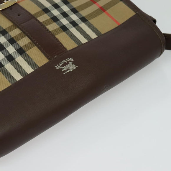 Burberrys Nova Check Shoulder Bag Canvas Leather Beige Gold Auth yk18913