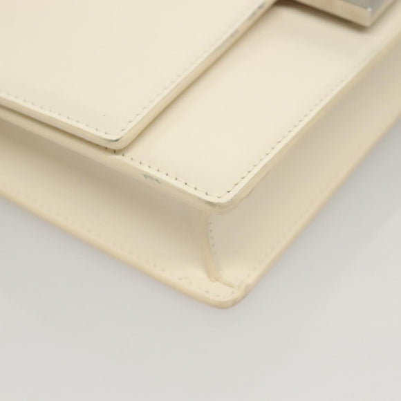 GIVENCHY Chain Shoulder Bag Leather White Silver Auth yk18917