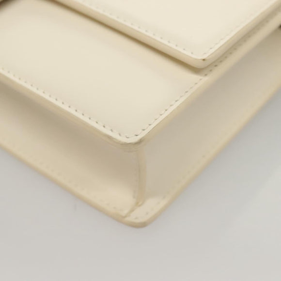 GIVENCHY Chain Shoulder Bag Leather White Silver Auth yk18917