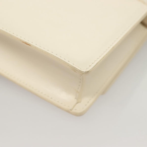 GIVENCHY Chain Shoulder Bag Leather White Silver Auth yk18917