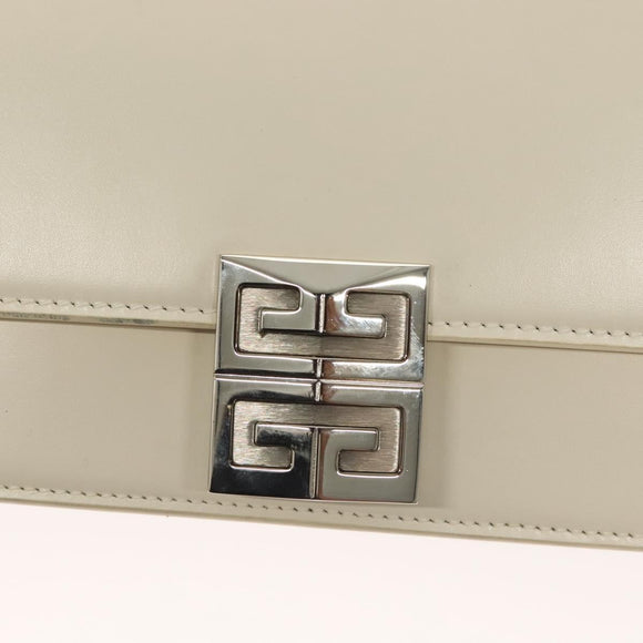 GIVENCHY Chain Shoulder Bag Leather White Silver Auth yk18917
