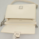 GIVENCHY Chain Shoulder Bag Leather White Silver Auth yk18917-9