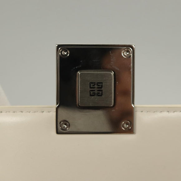 GIVENCHY Chain Shoulder Bag Leather White Silver Auth yk18917