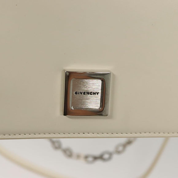 GIVENCHY Chain Shoulder Bag Leather White Silver Auth yk18917