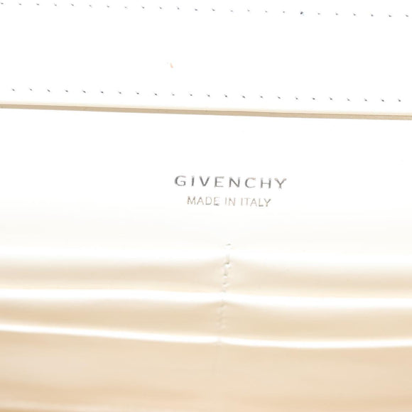 GIVENCHY Chain Shoulder Bag Leather White Silver Auth yk18917