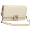 GIVENCHY Chain Shoulder Bag Leather White Silver Auth yk18917-1