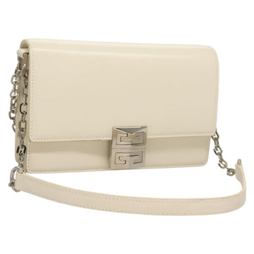 GIVENCHY Chain Shoulder Bag Leather White Silver Auth yk18917