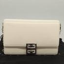 GIVENCHY Chain Shoulder Bag Leather White Silver Auth yk18917-24