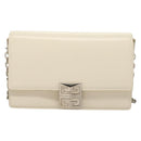 GIVENCHY Chain Shoulder Bag Leather White Silver Auth yk18917-13