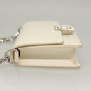 GIVENCHY Chain Shoulder Bag Leather White Silver Auth yk18917-4