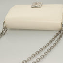 GIVENCHY Chain Shoulder Bag Leather White Silver Auth yk18917-6