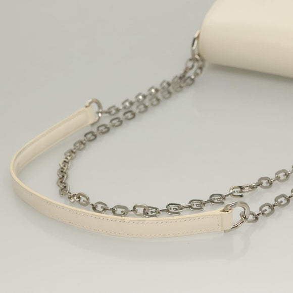 GIVENCHY Chain Shoulder Bag Leather White Silver Auth yk18917
