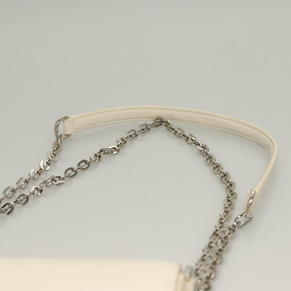 GIVENCHY Chain Shoulder Bag Leather White Silver Auth yk18917