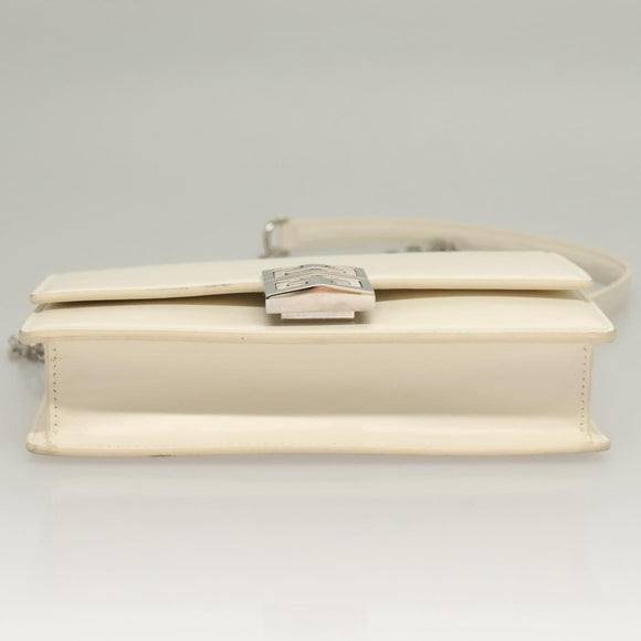 GIVENCHY Chain Shoulder Bag Leather White Silver Auth yk18917