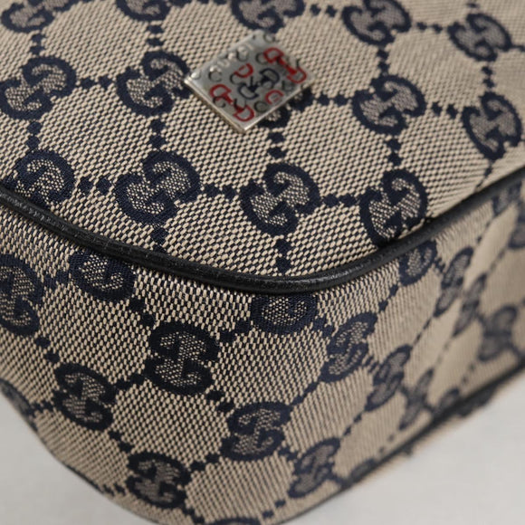 GUCCI GG Canvas Sherry Line Shoulder Bag Navy Beige Red 145757 Auth yk18918V