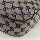 GUCCI GG Canvas Sherry Line Shoulder Bag Navy Beige Red 145757 Auth yk18918V-17
