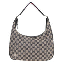 GUCCI GG Canvas Sherry Line Shoulder Bag Navy Beige Red 145757 Auth yk18918V-13