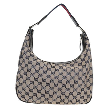 GUCCI GG Canvas Sherry Line Shoulder Bag Navy Beige Red 145757 Auth yk18918V - 0