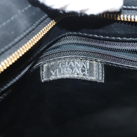 VERSACE Shoulder Bag Leather Black Gold Auth yk18934