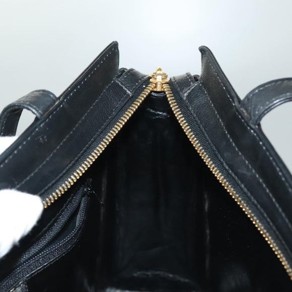 VERSACE Shoulder Bag Leather Black Gold Auth yk18934