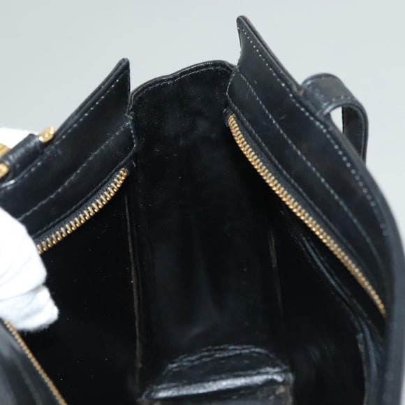 VERSACE Shoulder Bag Leather Black Gold Auth yk18934