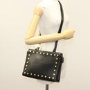 VERSACE Shoulder Bag Leather Black Gold Auth yk18934-22