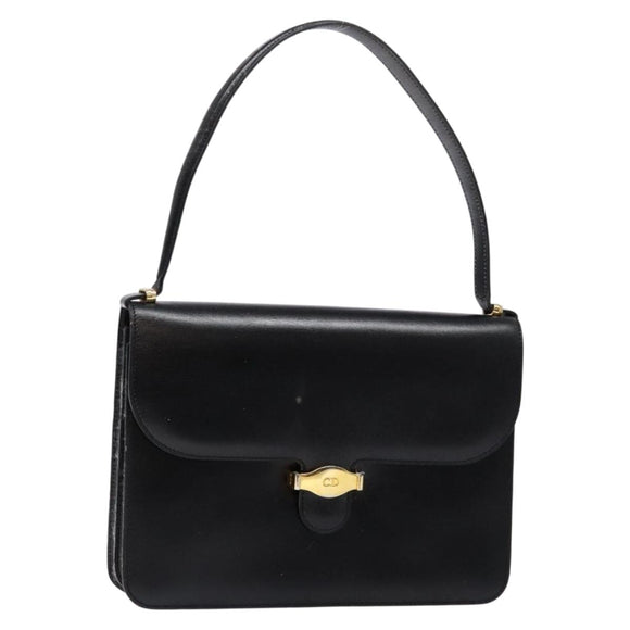 Christian Dior Shoulder Bag Leather Black Gold Auth yk18937