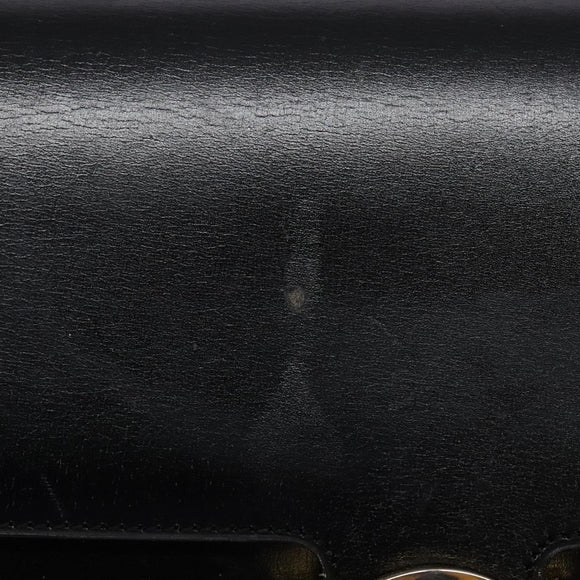 Christian Dior Shoulder Bag Leather Black Gold Auth yk18937